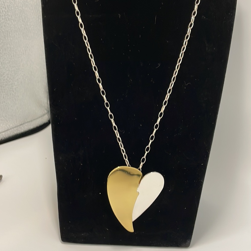 🌸RLM Robert Lee Morris Sterling Necklace 925 with Large Heart Pendant 22”  EUC